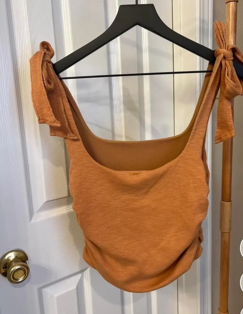 Free People Boulevard Orange/ Brown Tie Tank Women’s L NWOT